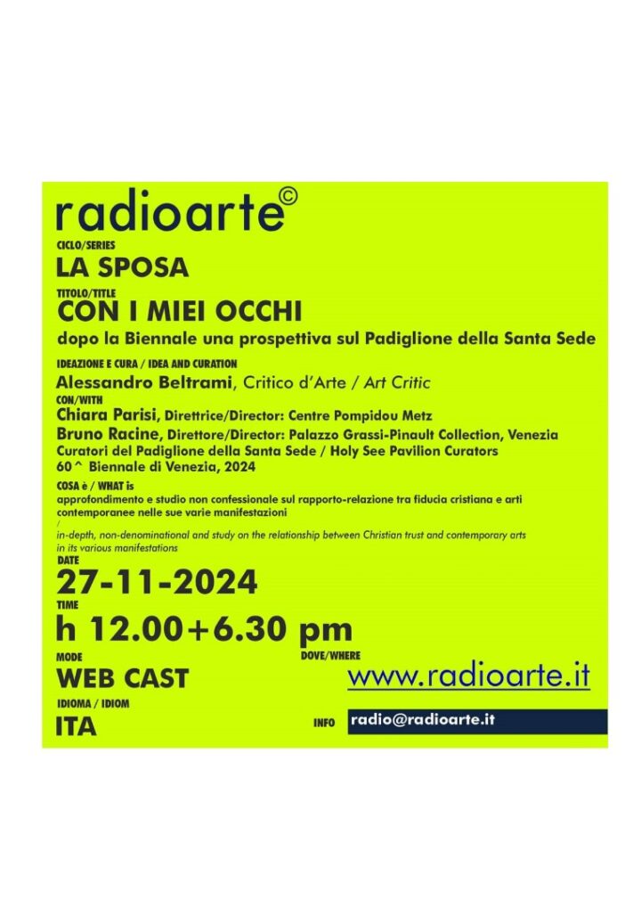 LA SPOSA #11 – Alessandro Beltrami con Chiara Parisi e Bruno Racine, parlano sul tema “CON I MIEI OCCHI”/Ita